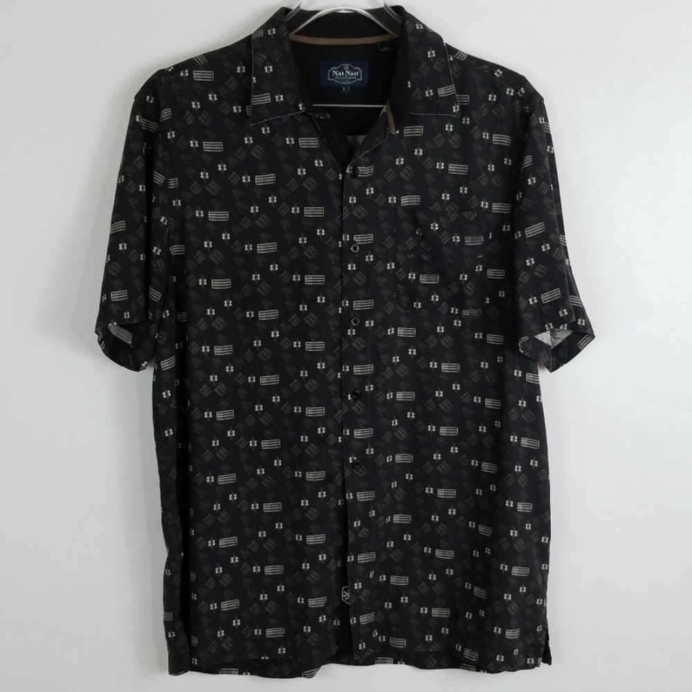 Nat Nast Men's Black Silk Shirt
